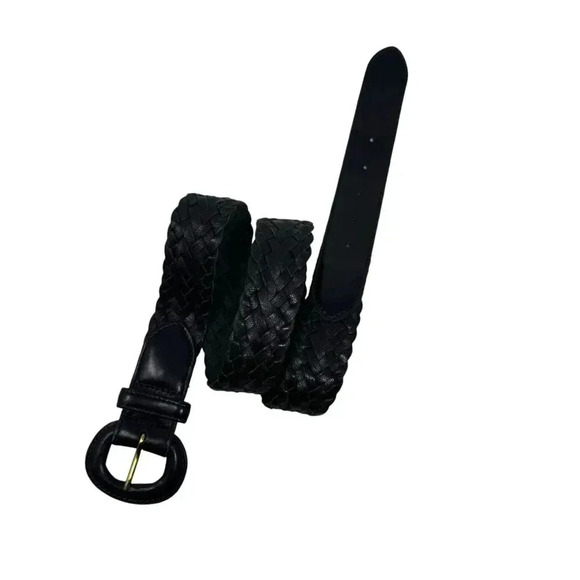 Trafalgar Braided Woven Leather Belt Black Mens size small vintage Made in USA - Picture 8 of 8